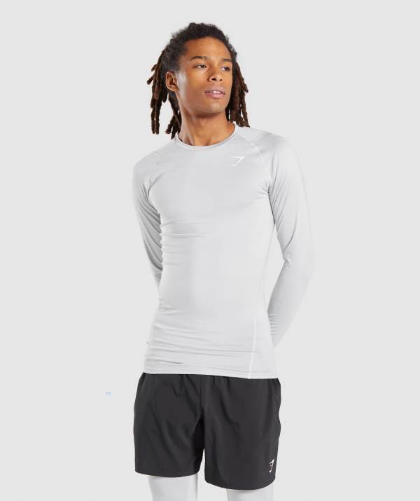 Panske Mikiny Gymshark Element Baselayer Long Sleeve Svetlo Siva | NC9618057